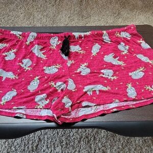Secret Treasures Pink & Gray Sloth Lounge Shorts